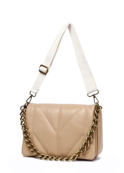 Cream Chain Detail Cross Body Bag