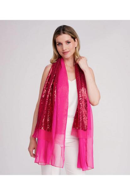 Pink Chrystal - Embellished Occasion Scarf - Hot Pink
