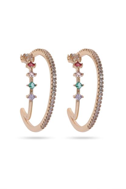 Metallic Multi Colored Hoop Earrings