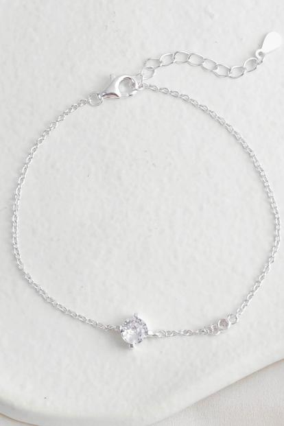 Metallic Sterling Silver Dainty Minimalist Cz Bracelet