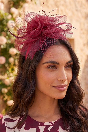 Red Floral Twist Fascinator