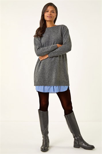 Mock Shirt Knitted Dress 14765436