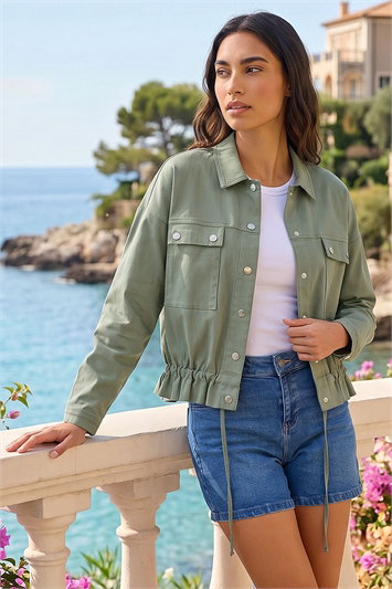 Green Utility Collared Pocket Jacket