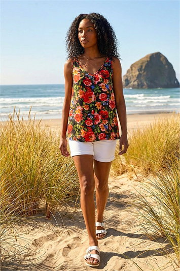 Floral Buttoned Vest Top 20225178