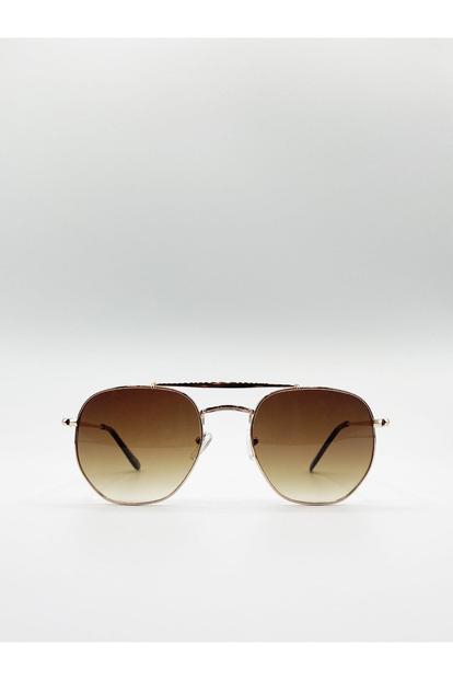 Metallic Double Bridge Metal Sunglasses