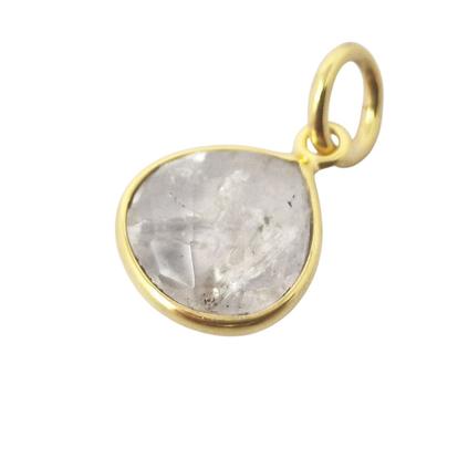 Metallic 18Ct Gold Plated Herkimer Diamond April Birthstone Heart Charm