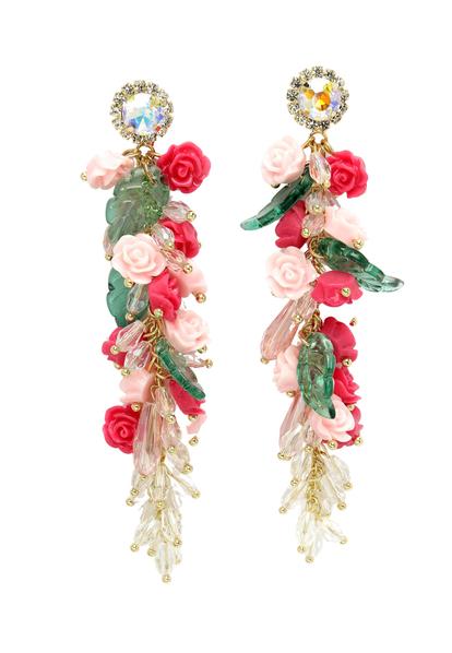 Pink Diva Collection Floral Chandelier Earrings