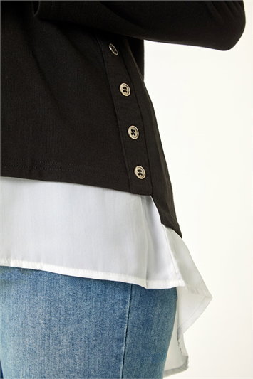 2 in 1 Contrast Hem Detail Stretch Top 19319708