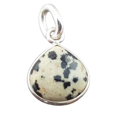 Metallic Sterling Silver Round Bezel Pendant Dalmatian