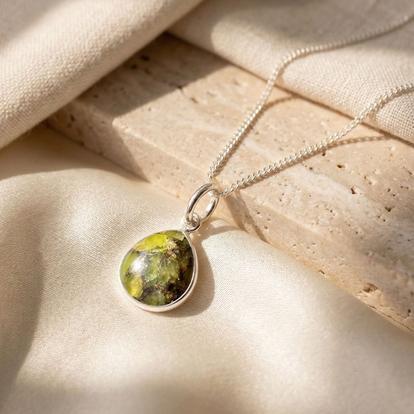 Metallic Peridot Birthstone Sterling Silver Necklace