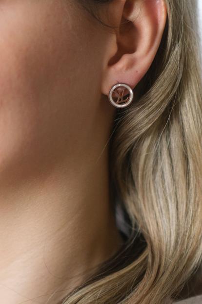 Metallic The Colourful Aura Large Round Rose Gold Plated Stud Earrings