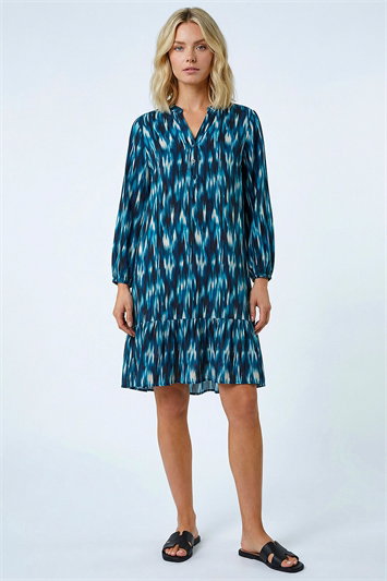 Petite Ikat Print Tiered Hem Dress 14749691