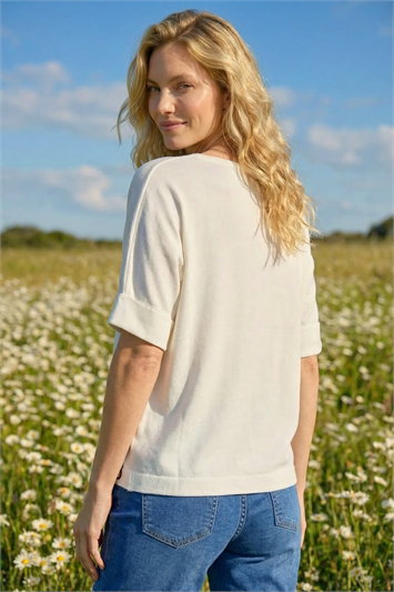 Floral Trim Knit Top 16331538