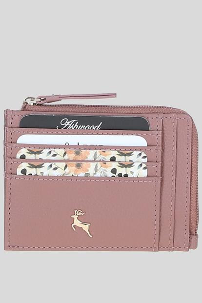 Pink Real Leather Small Purse With Rfid Protection