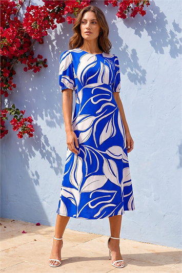 Petite Leaf Stretch Midi Dress 14474080