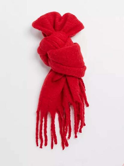 Multi Chunky Knitted Scarf With Tassles