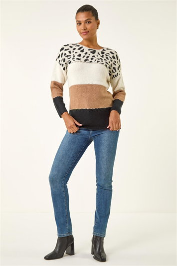 Animal Print Colour Block Jumper 16070316