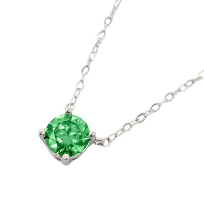 Green Emerald Moissanite Crystal Sterling Silver Necklace