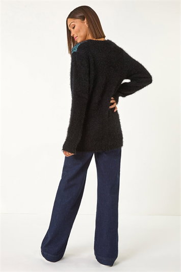 Colour Block Fluffy Knit Jumper 16162734