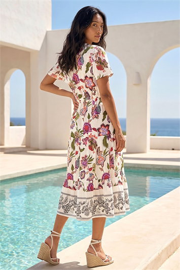 Petite Floral Dobby Print Midi Dress 14693638