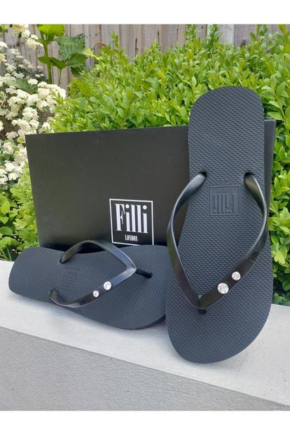 Black Crystal Diamond Luxury Flip Flops
