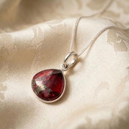 Metallic Garnet January Birthstone Sterling Silver Necklace