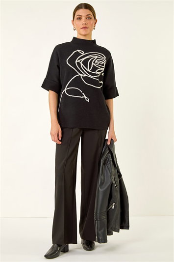 Rose Motif High Neck Knit Jumper 16212408