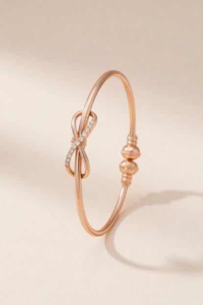 Metallic Zircon Infinity Brass Bangle Adjustable Cuff Bracelet