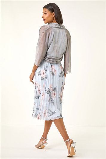 Lace Top Overlay Pleated Midi Dress in Royal Blue - Roman Originals UK