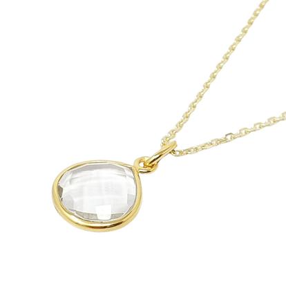 White White Topaz Charm April Birthstone Gold Plated Necklace