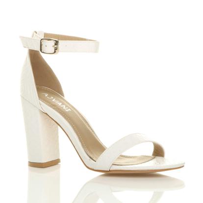 Black High Block Heel Ankle Strap Sandals