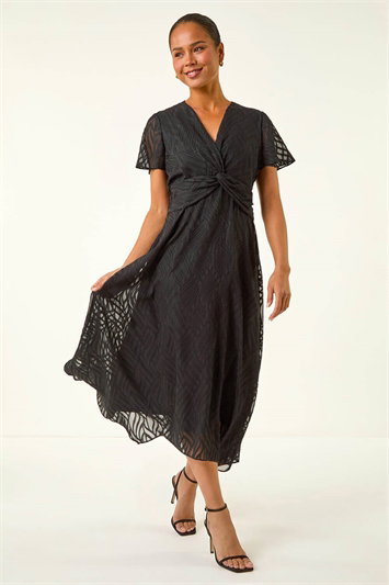 Petite Front Twist Jacquard Dress 14621608