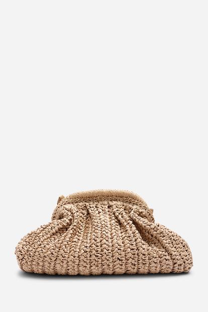 Brown Naya Raffia Crochet Clutch