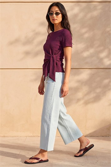 Petite Textured Side Tie Stretch Top 19528595