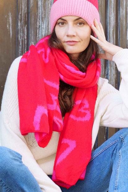 Black Love Heart Outline Winter Scarf