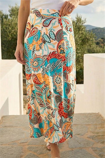Paisley Print Midi Skirt 17081645