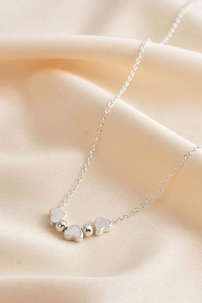 Metallic Sterling Silver Love Heart Necklace