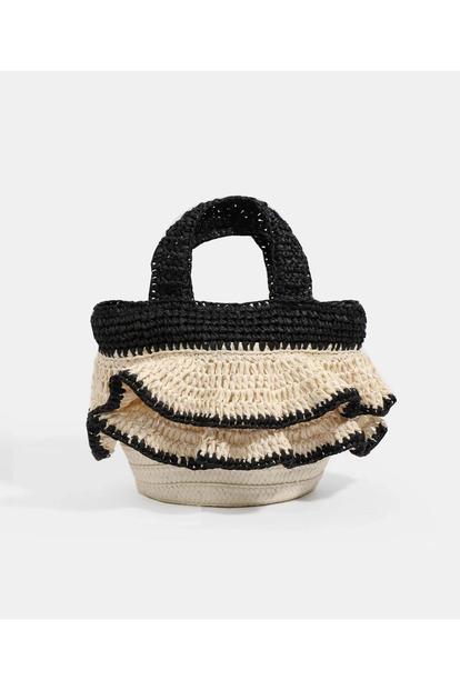 Black Saffira - Straw Crossbody Bag - Black