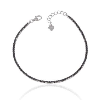 Metallic Sterling Silver Mini Black Tennis Bracelet