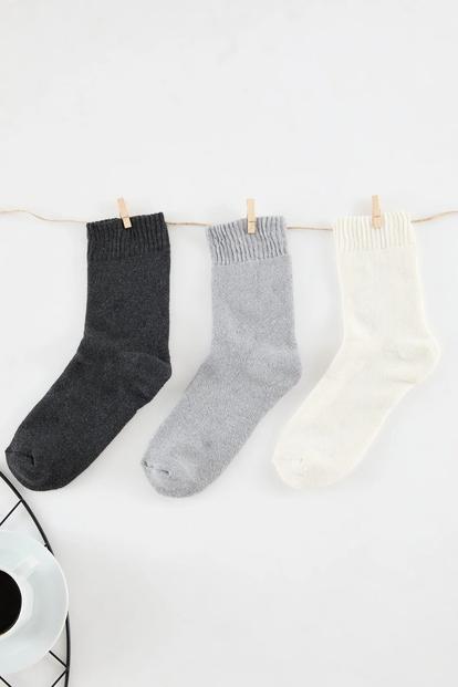 Multi 3 Pack Cotton Terry Knit Crew Socks
