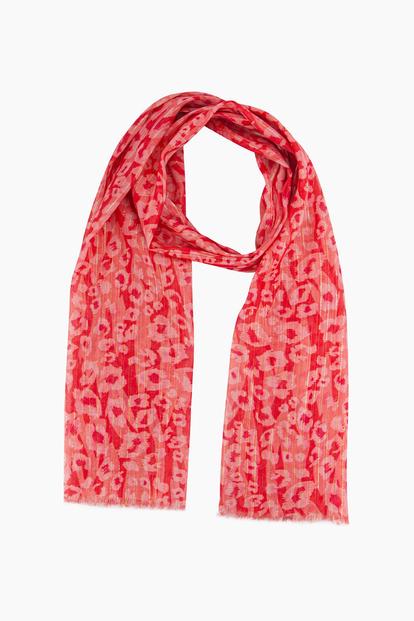 Pink Metallic Pinstripe Lightweight Leopard Scarf