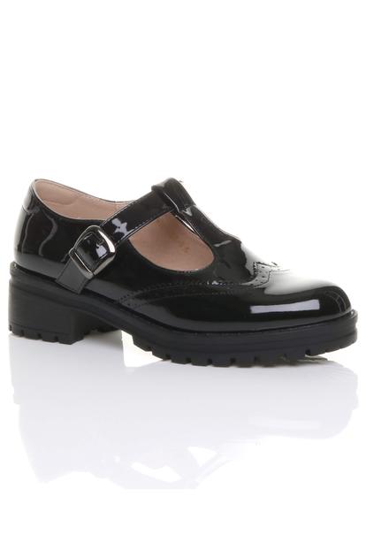 Black Mid Heel Chunky Brogues Buckled T-Bar Mary Janes