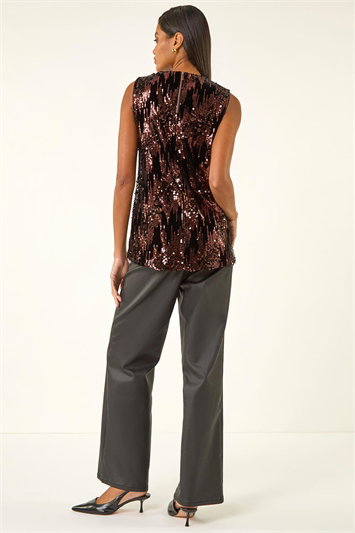 Sequin Velvet Notch Neck Top 19435119