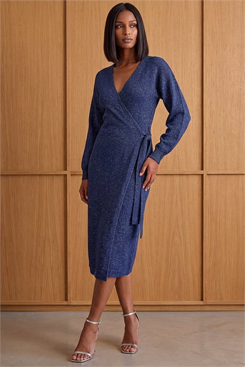 blue wrap dress uk Dresses Size:US8/AU12/L For Women quality blend of polyester KissProm A-Line Lace Sweetheart
