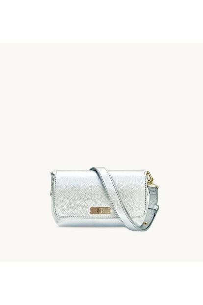 Metallic The Maisie Mini Silver Leather Bag