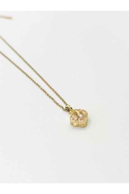 Metallic Blush Clover Crystal Pendant Necklace - Gift Boxed