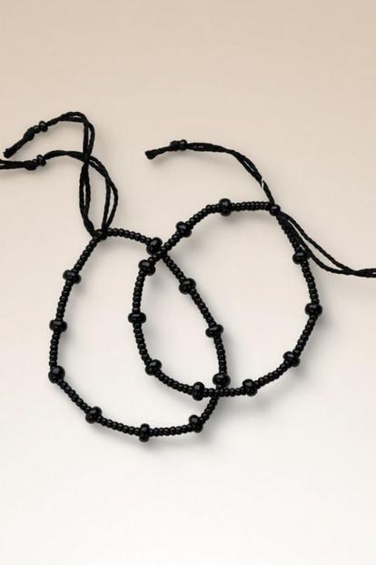 Black Adjustable Nazaria Black Beaded Indian Nazaria For New Borns And Adults Bracelet (Kids)