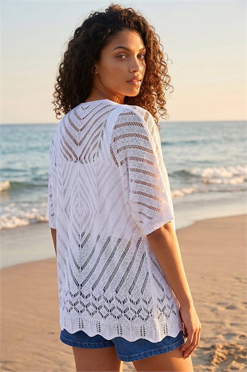 Petite Pointelle Knit Cardigan 16345794