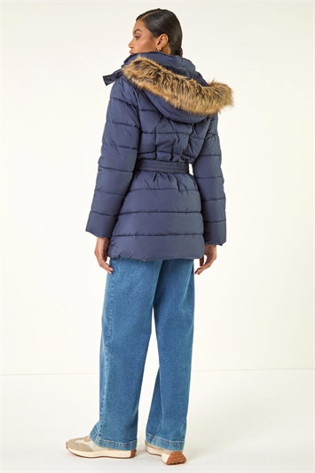 Faux Fur Padded Belt Coat 12040860