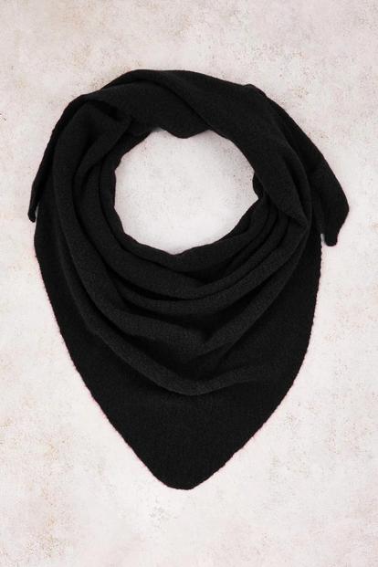 Black Soft Brushed Knit Oversized Triangle Bandana Scarf